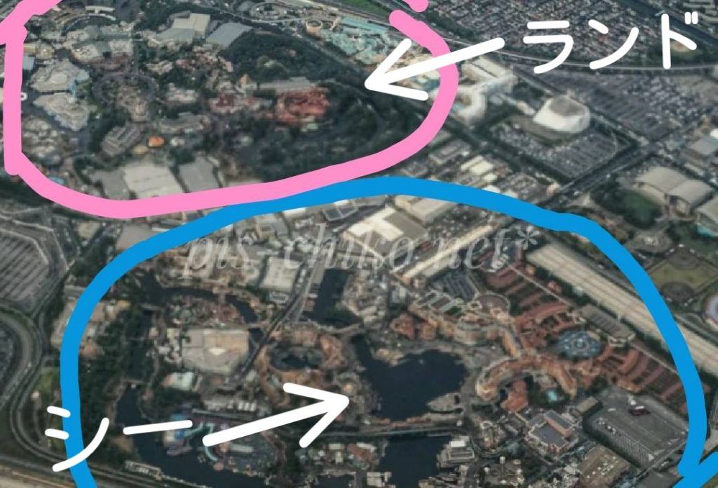 ディズニーリゾートを飛行機から撮影
